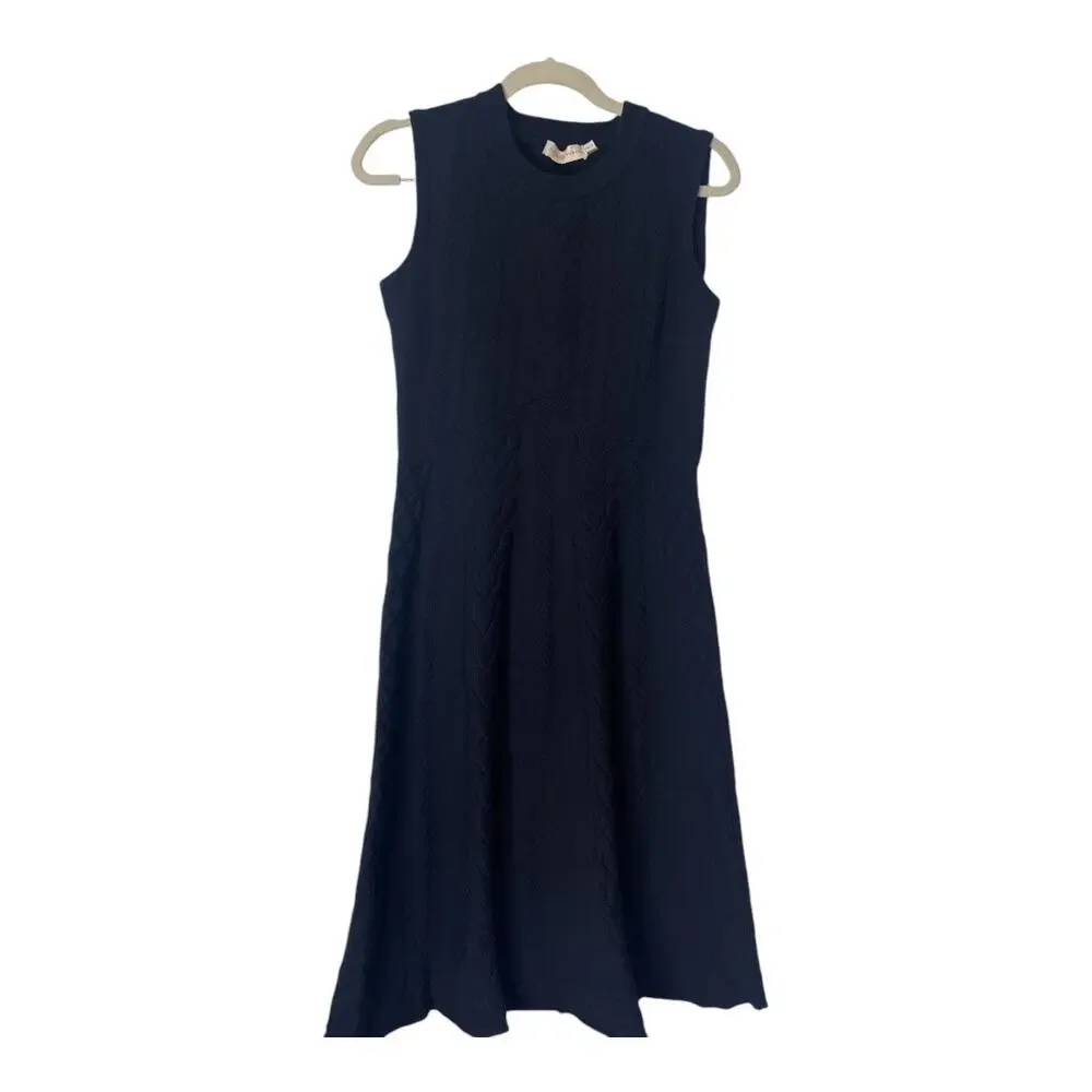 Tory Burch Palais Merino Wool Sweater Dress Cable Knit Party Cocktail Office XS